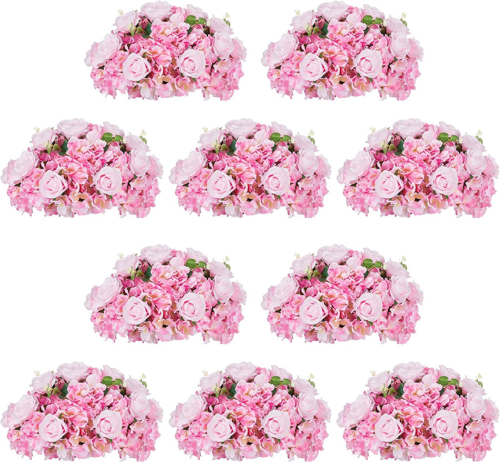 NUPTIO Flower Balls for Wedding Centerpieces - 10 Pcs 15.7 inch Diameter Fake Flower Ball Arrangement Bouquet Party Centerpieces for Tables - Pink Rose Bouquet Centerpiece Flowers for Wedding Table
