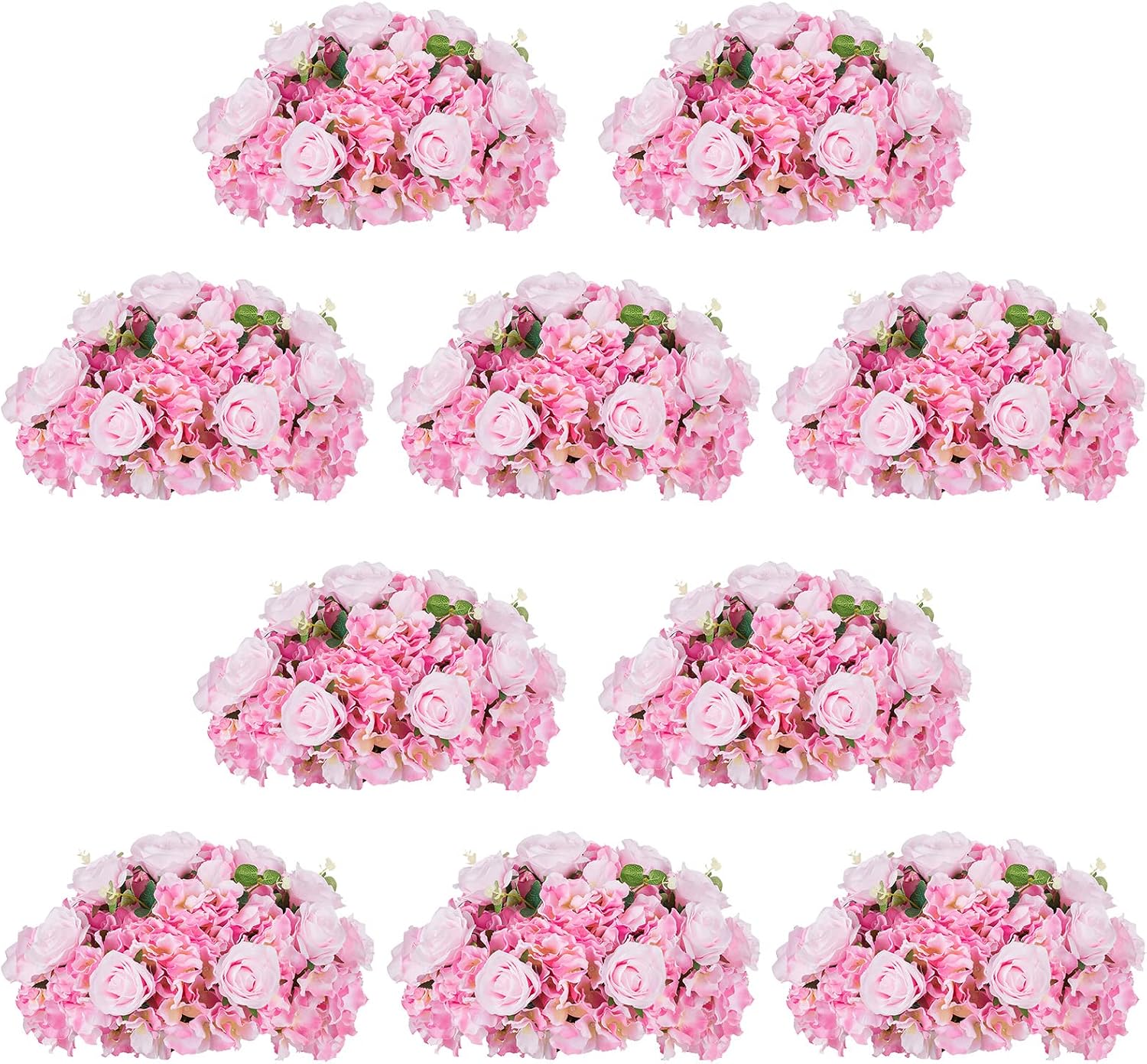 NUPTIO Flower Balls for Wedding Centerpieces - 10 Pcs 15.7 inch Diameter Fake Flower Ball Arrangement Bouquet Party Centerpieces for Tables - Pink Rose Bouquet Centerpiece Flowers for Wedding Table