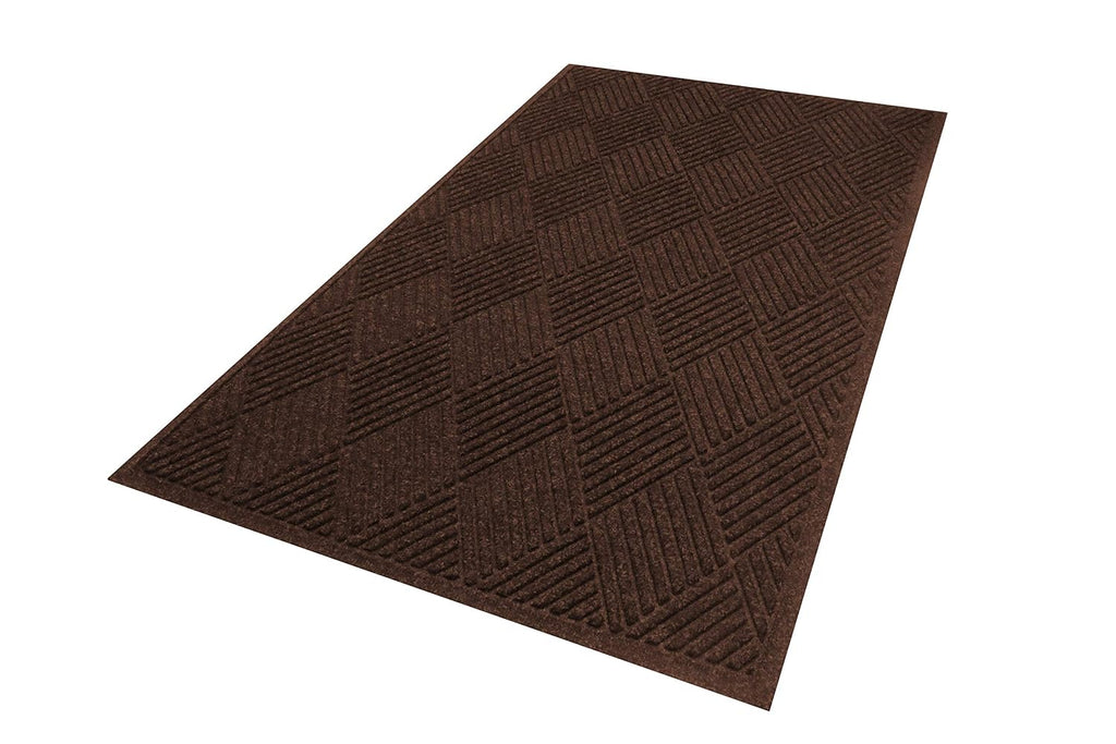WaterHog Diamond | Commercial-Grade Entrance Mat with Rubber Border – Indoor/Outdoor, Quick Drying, Stain Resistant Door Mat (Dark Brown, 3' x 5')
