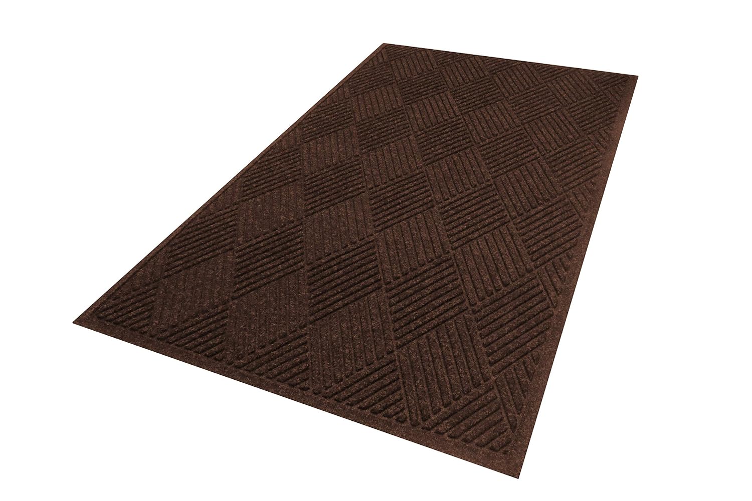 WaterHog Diamond | Commercial-Grade Entrance Mat with Rubber Border – Indoor/Outdoor, Quick Drying, Stain Resistant Door Mat (Dark Brown, 3' x 5')