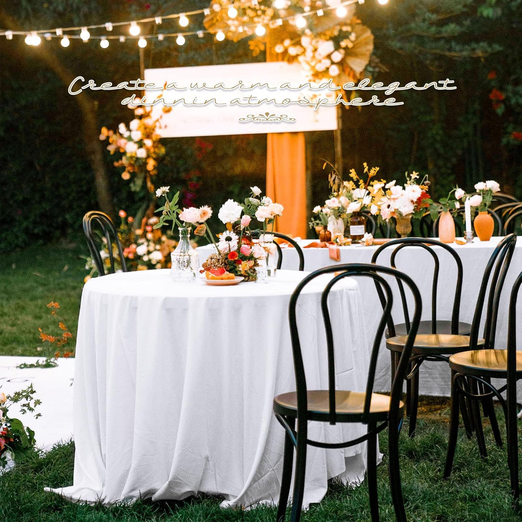 12 Pack 108 Inch White Polyester Round Tablecloths - Premium Stain & Wrinkle Resistant, Ideal for Weddings, Banquets, Parties
