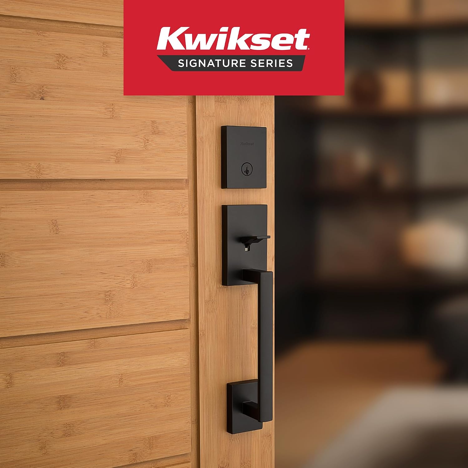 Kwikset San Clemente Front Door Lock Handle and Deadbolt Set, Entry Door Handleset Exterior with Interior Reversible Lever, Venetian Bronze, Pick Resistant SmartKey Rekey Deadbolt Security