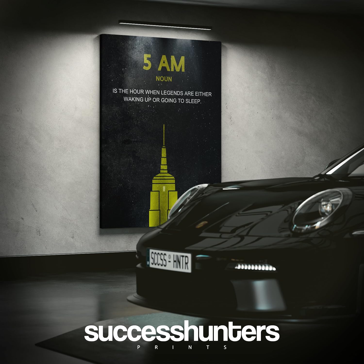 SuccessHunters Entrepreneur Motivational Wall Canvas Print Office Decor Modern Art 5 AM Legend Motivation Pop Culture Empire State Inspirational Hustle Art (36' x 24')