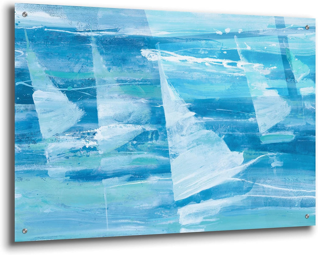 Epic Art 'Summer Sail 3 Blue' by Albena Hristova Acrylic Glass Wall Art, 36' x 24'