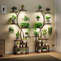 Plant Stand Indoor with Grow Lights 9 Tiered Wood Plant Shelf 62' Tall Plant Stand Metal Frame for Indoor Plants Multiple Flower Pot Holder, Large Plant Rack for Living Room Patio Corner 2 Pack