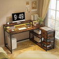 Tribesigns L Shaped Desk with Drawers and Storage Shelves, Home Office L Corner Desk with Monitor Stand, 55' x 24' Desktop Computer Table, Gaming Study Table for Small Space