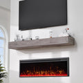 60 Inch Fireplace Mantel Shelf - 8' Deep Solid Wood Floating Mantel for Over Fireplace - 90LBS with Invisible Bracket - Handcrafted TV Decor for Livingroom & Bedroom - Charred Rustic Gray