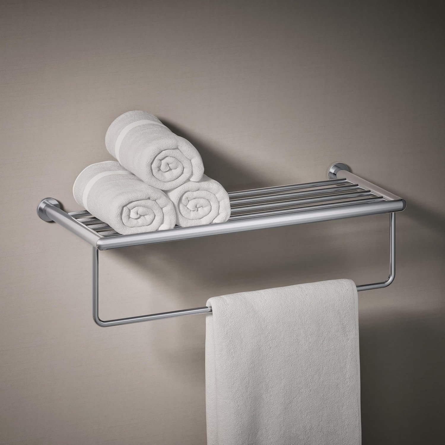 KOHLER Towel Rack by, Bathroom Towel Shelf Hotelier, Kumin Collection, Polished Chrome, K-24552-CP