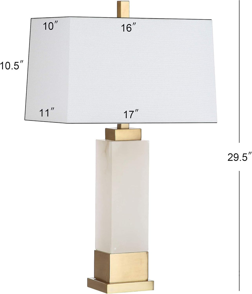 SAFAVIEH Lighting Collection Rozella Alabaster White/ Gold 30-inch Bedroom Living Room Home Office Desk Nightstand Table Lamp (LED Bulb Included)