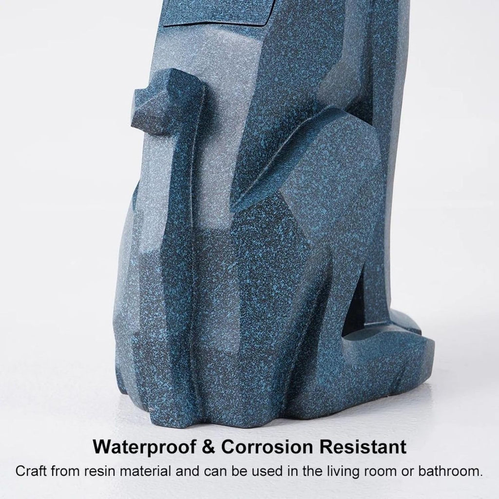 homary Modern Resin Dog Sculpture Geometric Standing Statue Cute Side Table Tray End Table with Tissue Storage (Blue)