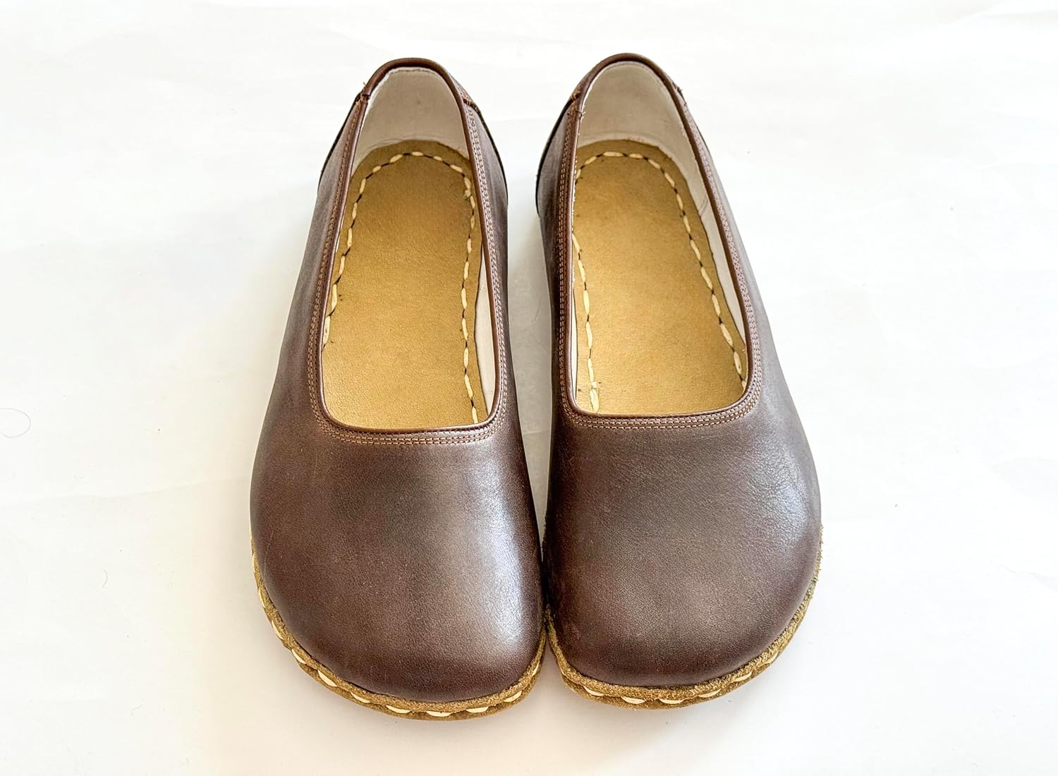 Grounding Shoes for Women, Barefoot Leather Shoes,Earthing with Copper Rivet, Wide Toe Box, Minimalistic Shoes, Gifts for Him | Bitter Brown