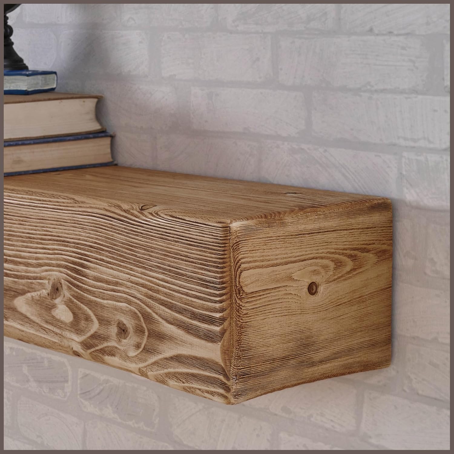 Handmade Fireplace Mantel Shelf 72', Extra Wide Rustic Wood Mantles for Over Fireplace, Wall Mounted Floating Mantel Shelves for Living Room Decor (Light Rustic, 72Lx6Hx8D)