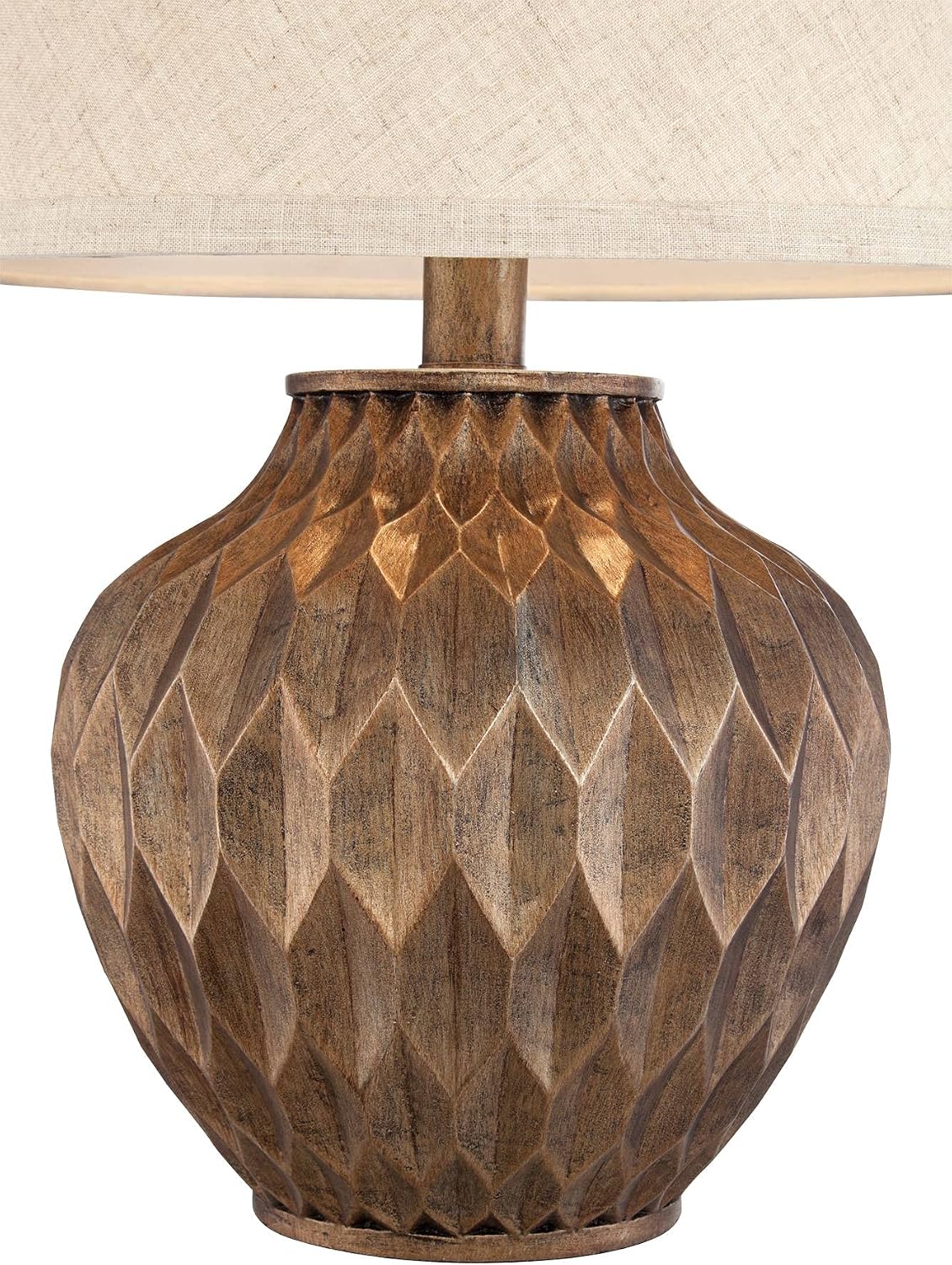 360 Lighting Buckhead Modern Accent Table Lamp with Dimmer and USB Charging Port 22' High Warm Bronze Tapered Drum Shade Decor for Living Room Desk Bedroom House Bedside Nightstand Home Office