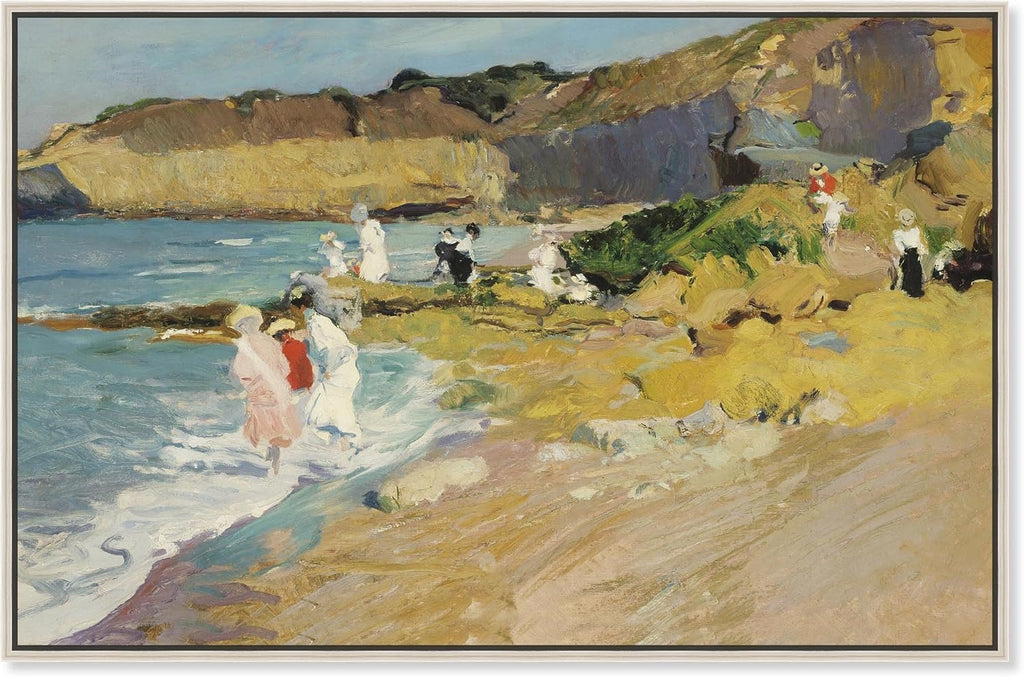 Art Remedy Classic Landscape Canvas, 30' x 20', Silver Frame, Rocks at the Lighthouse