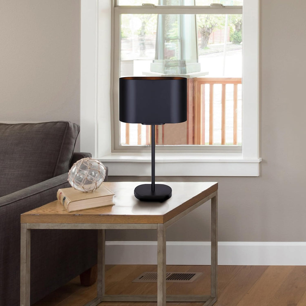 Canarm Kov 1-Light Table Lamp, 24-inch Minimalist Design with Matte Black Finish Metal Shade and Rotary Switch for Bedroom, Living Areas or Office