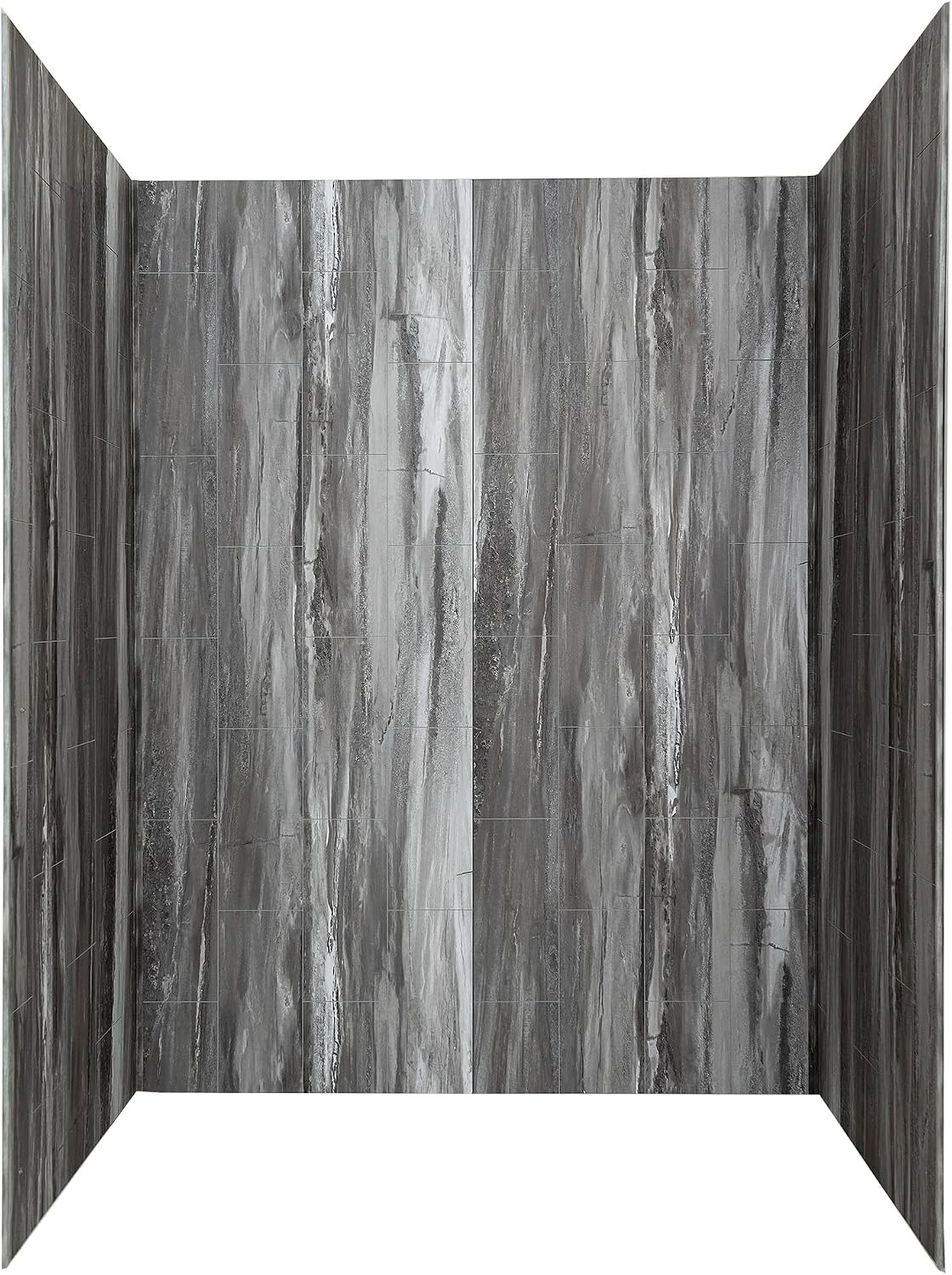 Palisade Vinyl Shower Surround Kit 78in x 60in x 30in, Urban Cliff | Waterproof PVC wall panels, grout-free design, bathroom renovation, coordinating trim, shelves, adhesive and sealant included