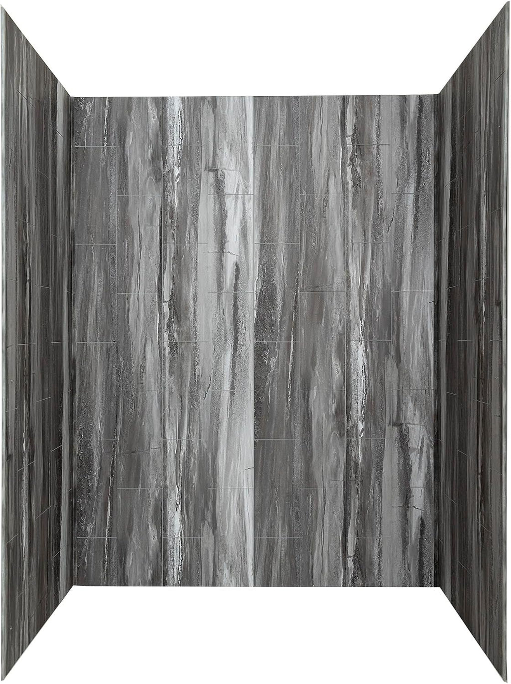 Palisade Vinyl Shower Surround Kit 78in x 60in x 32in, Urban Cliff | Waterproof PVC wall panels, grout-free design, bathroom renovation, coordinating trim, shelves, adhesive and sealant included