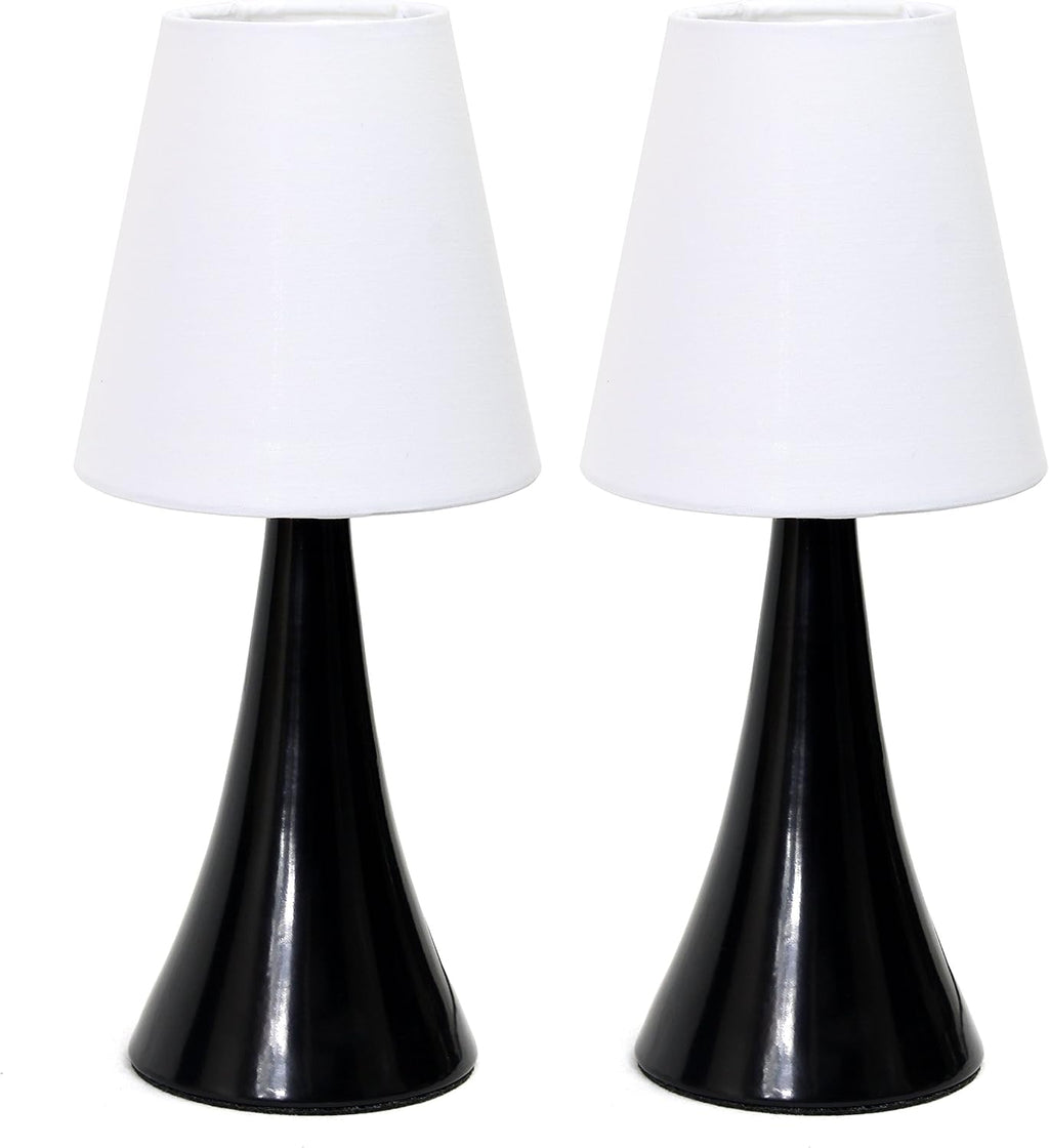 Simple Designs LT2042-BLK-2PK Valencia Colors 2 Pack Mini Touch Table Lamp Set with Fabric Shades, Black & White (Pack of 6, 12 Count Total)