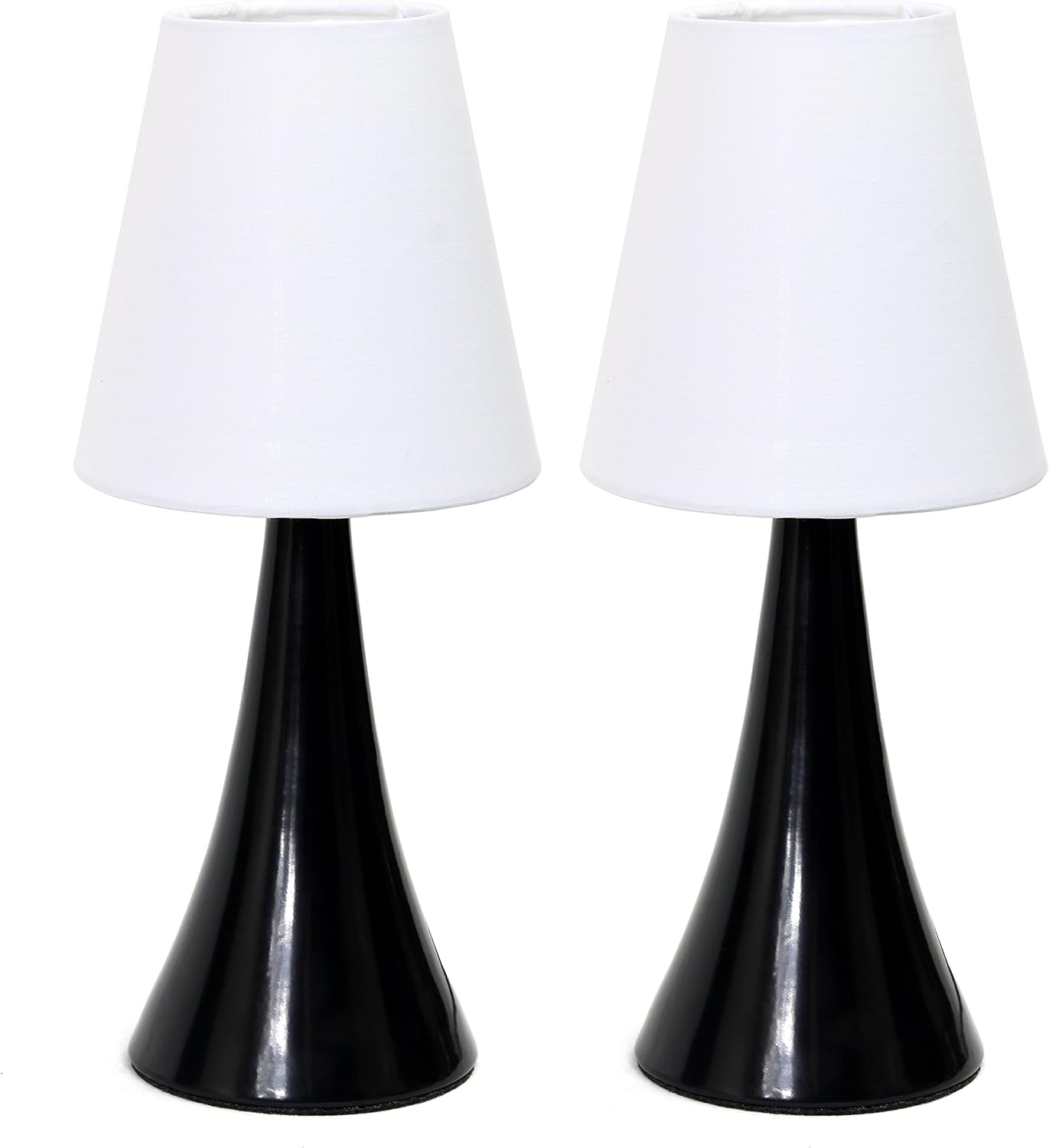 Simple Designs LT2042-BLK-2PK Valencia Colors 2 Pack Mini Touch Table Lamp Set with Fabric Shades, Black & White (Pack of 6, 12 Count Total)
