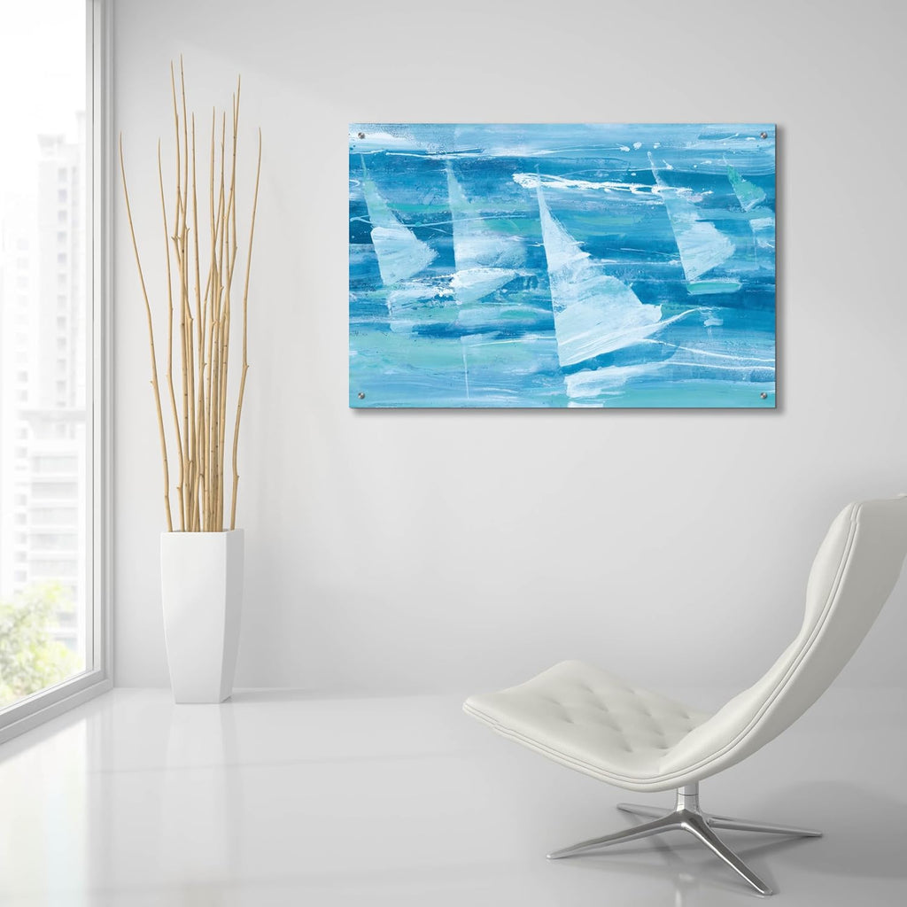 Epic Art 'Summer Sail 3 Blue' by Albena Hristova Acrylic Glass Wall Art, 36' x 24'