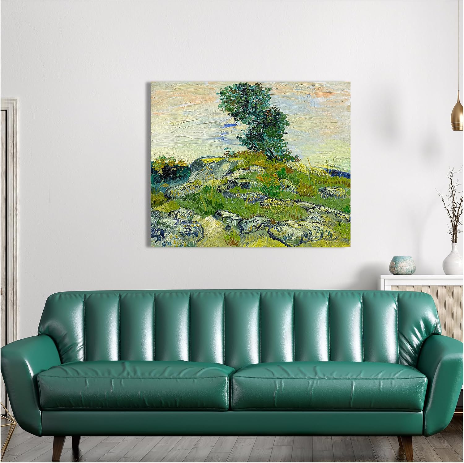 A&T ARTWORK The Rocks by Vincent Van Gogh. The World Classic Art Reproductions, Giclee Canvas Prints Wall Art for Home Decor,30x36x1.5 inches