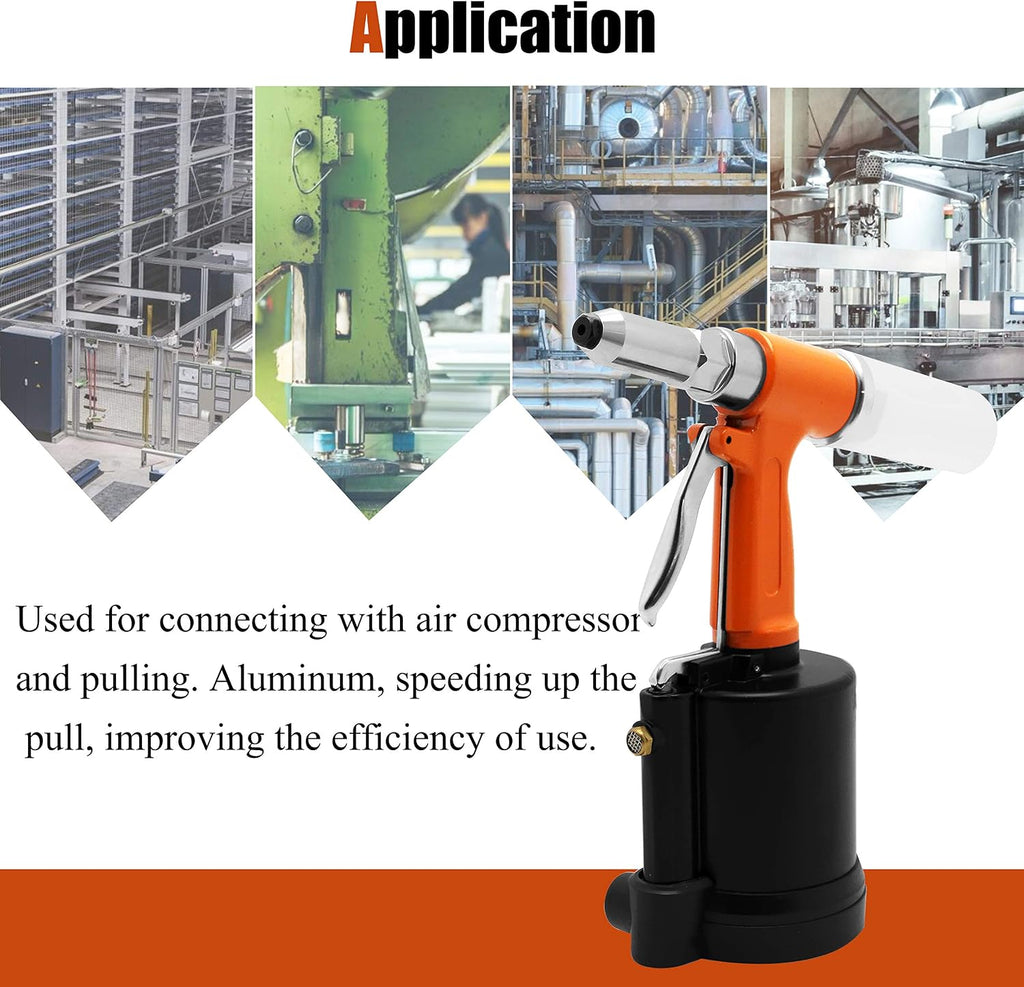 NEWTRY Air Hydraulic Double Power Pop Rivet Gun Industry Pneumatic Pop Riveter Heavy Duty Riveting Tool Kit for 3/32,1/8,5/32,3/16 Aluminium/Iron/Rivet Nut
