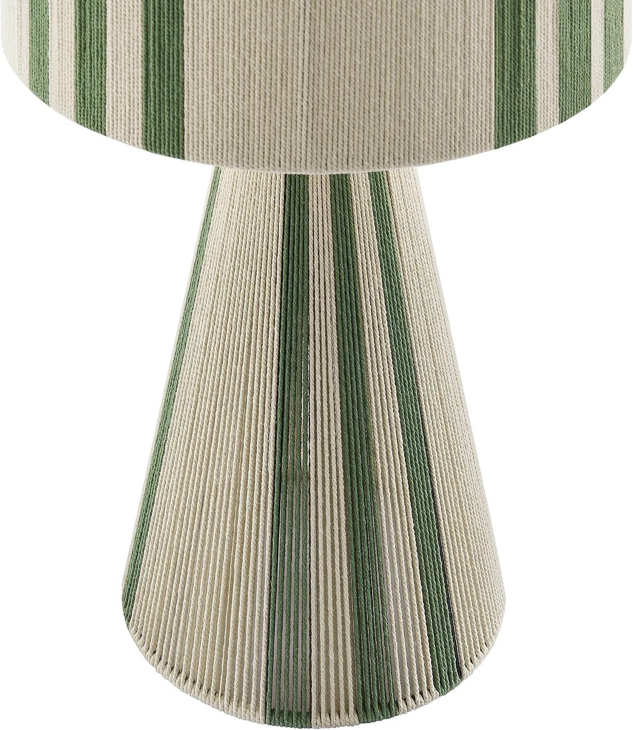 Modway Gia Vintage Modern Cotton Thread Table Lamp in Basil Green - Unique Retro Boho Accent Lamp with Metal Base and Repeating Stripes Design