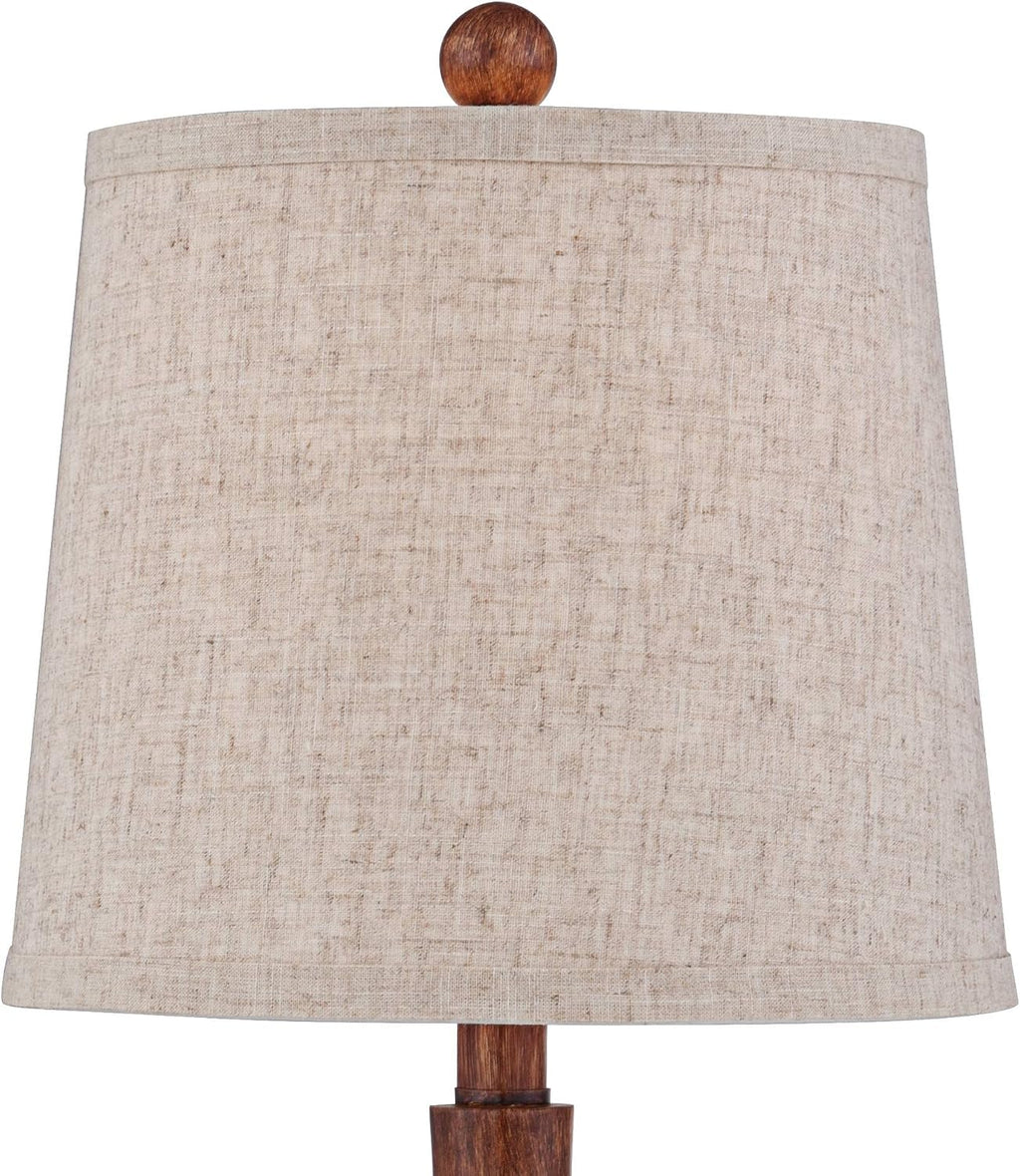 360 Lighting Fraiser 23 1/2' High Cone Small Mid Century Modern Accent Table Lamps Set of 2 Brown Wood Finish Cottage Core Living Room Bedroom Bedside Nightstand House Office Home Oatmeal Shade