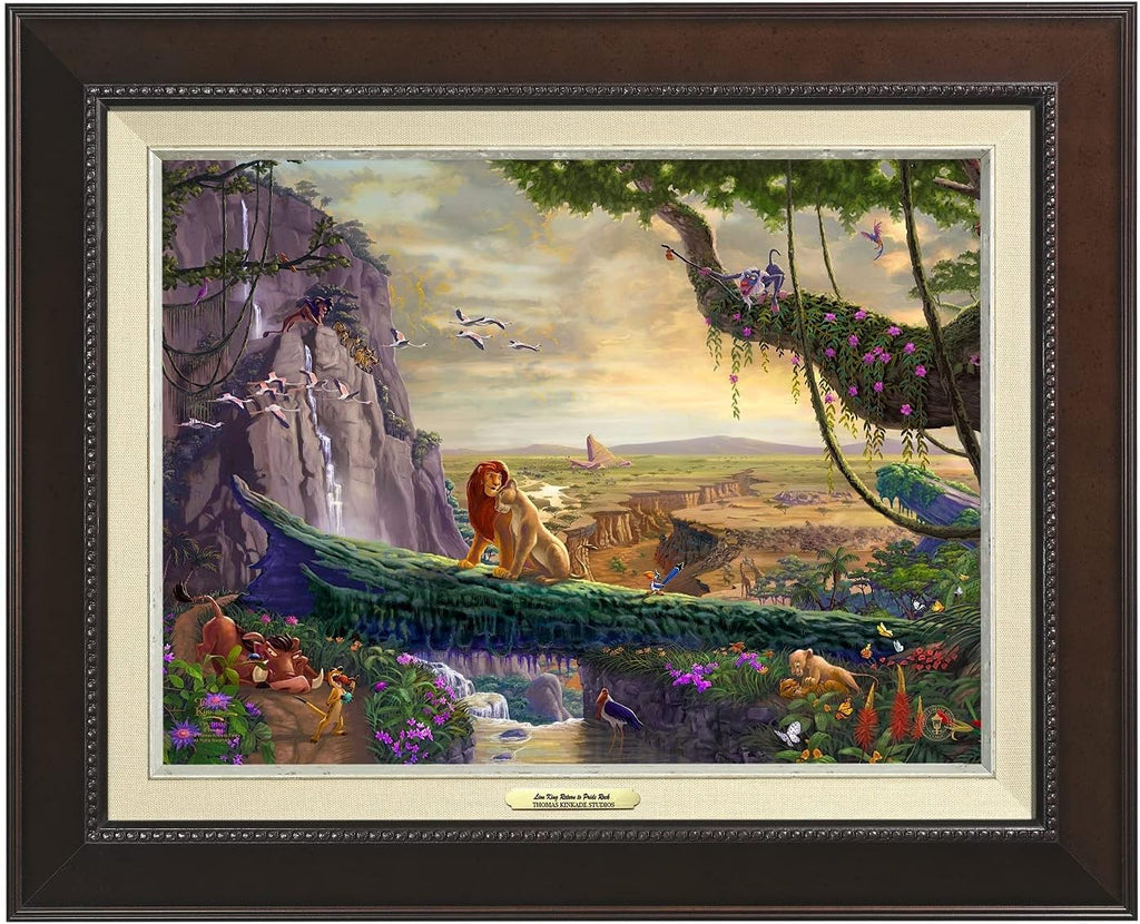Thomas Kinkade Disney The Lion King - Return to Pride Rock - 12' x 16' - Canvas Classic with Espresso Frame