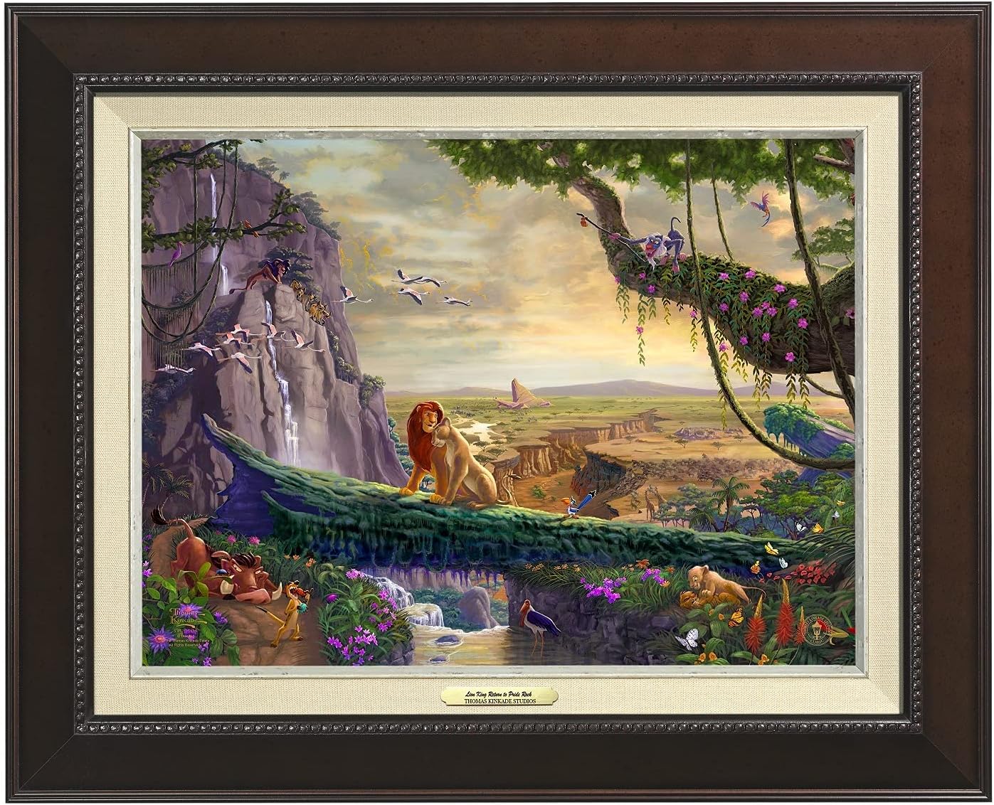 Thomas Kinkade Disney The Lion King - Return to Pride Rock - 12' x 16' - Canvas Classic with Espresso Frame