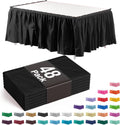 Exquisite Black Table Skirt 48 Pack - Disposable Plastic Table Skirts for Rectangle Tables 6ft 8ft & Round Tables - 29in x 14ft Self-Adhesive Strip - Birthday Wedding Gender Reveal Decor
