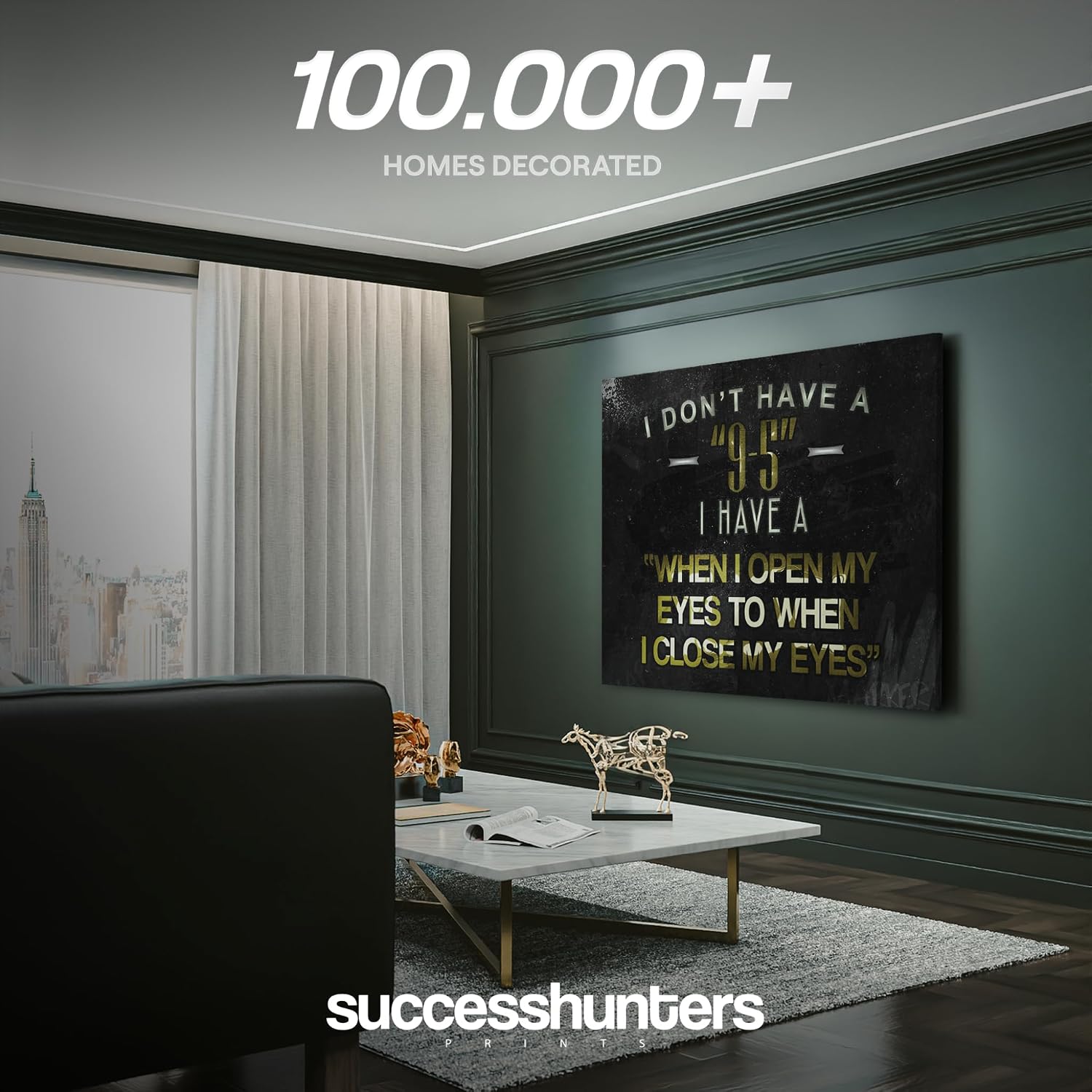 SuccessHunters Hustler Quote Canvas Print 9-5 Motivational Wall Office Decor Modern Art Entrepreners Motivation Entrepreneur Inspirational Hustler Quotes (30' x 40')
