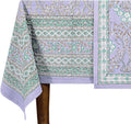 72x190 Inches Rectangle Hand Block Printed Cotton Tablecloth, Lavender Green Floral Table Cloths Washable, Indian Table Linen for Christmas Thanksgiving Gifts Home Decor Dining Outdoor