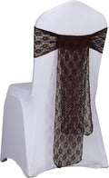 MDS® Pack of 200 Lace Chair Sashes for Weddings, Decorative Floral Lace Chair Bows Bands for Banquet, Reception, Anniversary, Bridal Shower, Birthday, Party, Ceremony & Event Décor - Coffee