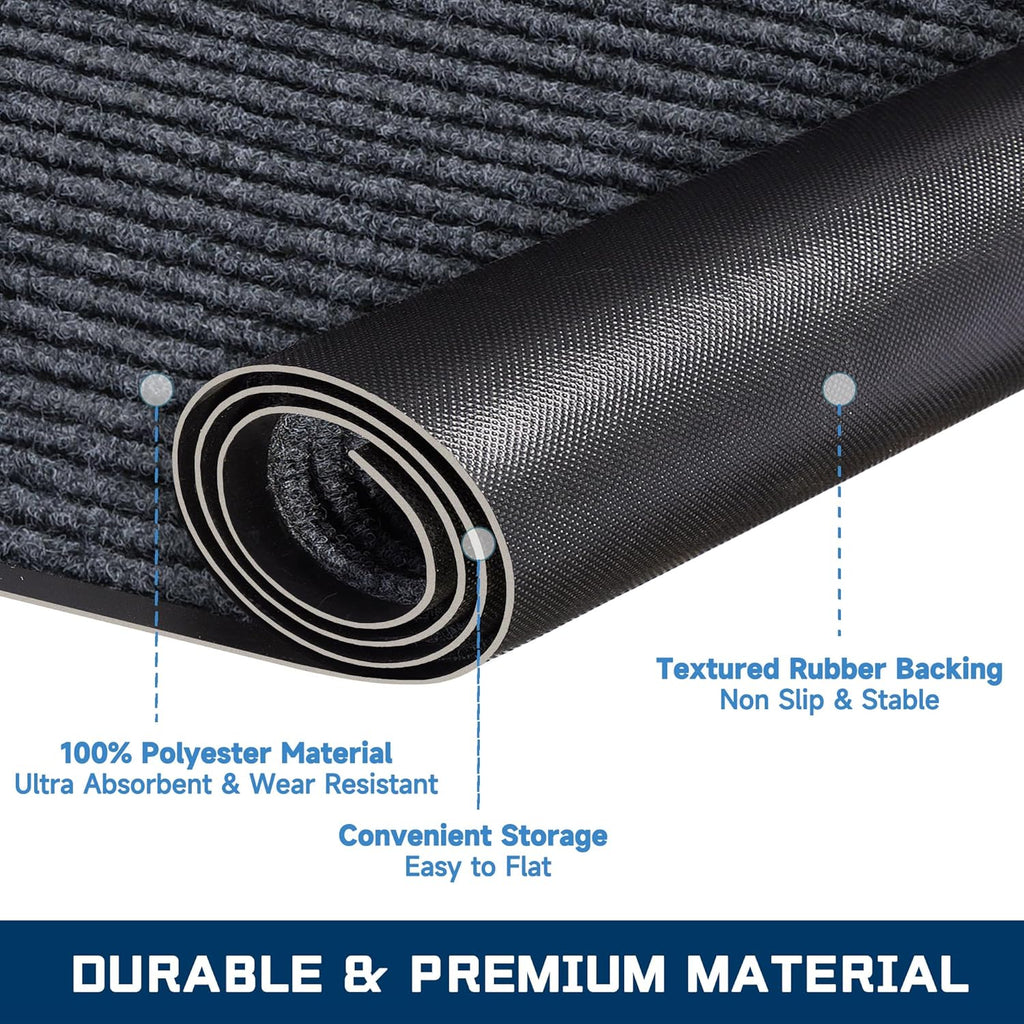8'x4' Front Door Mat, Extra Large Indoor Outdoor Doormat, Heavy Duty Commercial Floor Mat, Non Slip Rubber Backing Welcome Mats for Entryway, High Traffic Area, Waterproof, Low-Profile, Easy to Clean