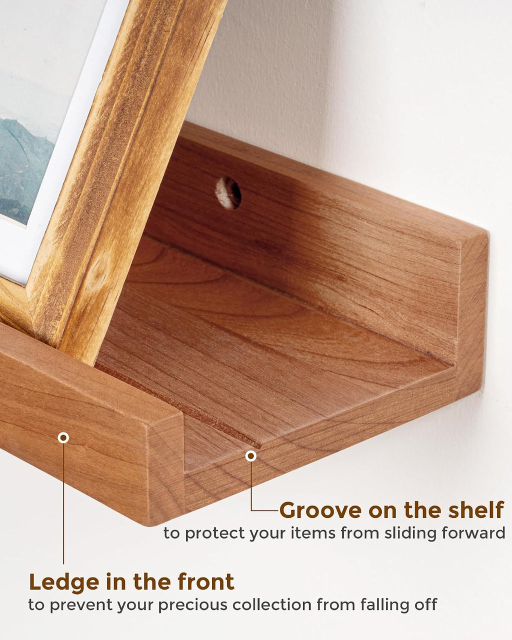 Axeman Cherry Picture Ledge Shelf, 72 Inch Floating Shelves Set of 2, Solid Wood Wall Shelves with Lip, Wall Decor Storage for Bedroom Living Room Bathroom Kitchen Nursery Photo, Natural Cherry