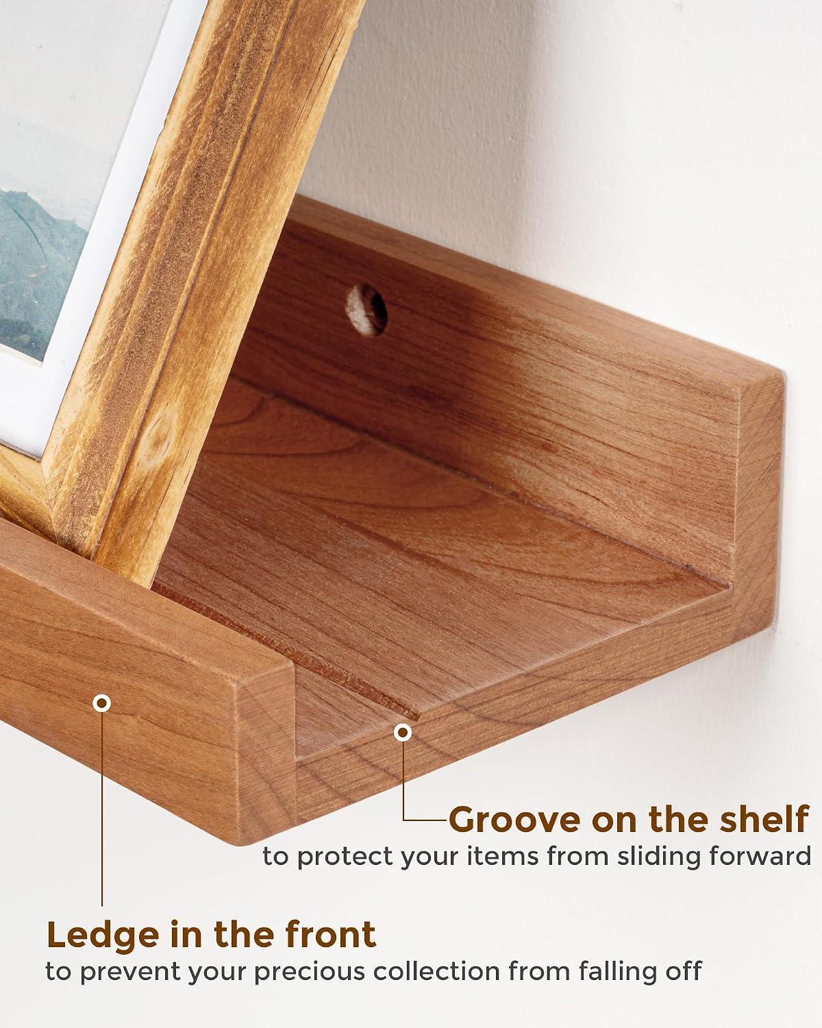 Axeman Cherry Picture Ledge Shelf, 72 Inch Floating Shelves Set of 2, Solid Wood Wall Shelves with Lip, Wall Decor Storage for Bedroom Living Room Bathroom Kitchen Nursery Photo, Natural Cherry