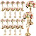 Rtteri 20 Pcs Large Wedding Centerpiece Table Decorations Tall Metal Flower Arrangement Stand Elegant Flower Vase Candle Holder for Wedding Reception Table Party Event Hotel Home Decor (Gold,Small)