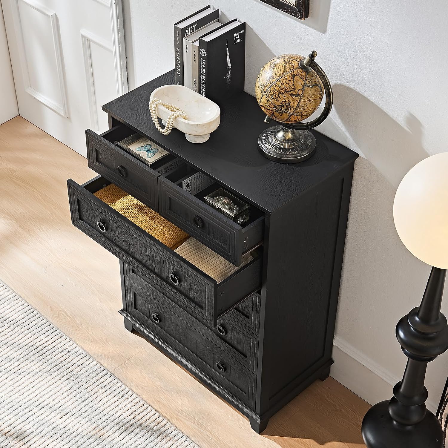 Joaxswe Farmhouse 6 Drawer Dresser for Bedroom Set of 2, 41' Tall Small Dressers & Chest of Drawers, Rustic Wood Dresser with Metal Handle, Storage Organizer Closet for Living Room, Hallway, Entryway