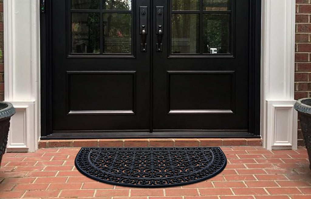 A1 Home Collections 18-LB Heavy Duty Rubber Doormat 30'×48' - Won't Blow Away | Outside Front Door Mat, Mud Dirt Scraper, Non-Slip Drainage Mat for Entryway Patio Garage, All-Weather, 100% Rubber Mats