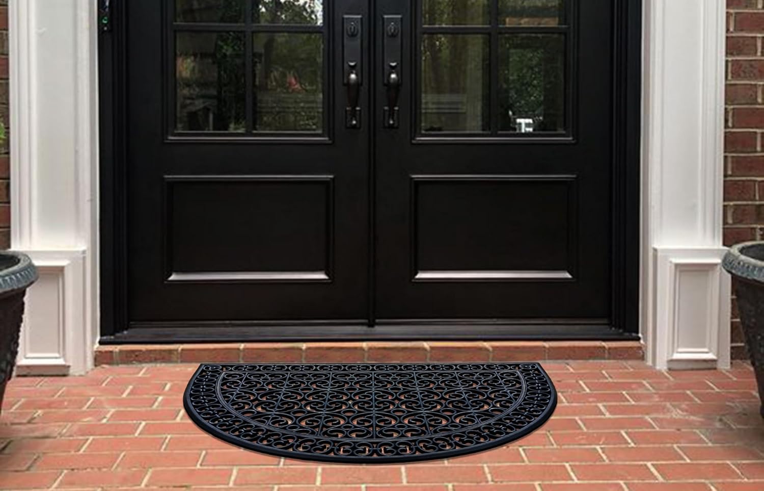 A1 Home Collections 18-LB Heavy Duty Rubber Doormat 30'×48' - Won't Blow Away | Outside Front Door Mat, Mud Dirt Scraper, Non-Slip Drainage Mat for Entryway Patio Garage, All-Weather, 100% Rubber Mats