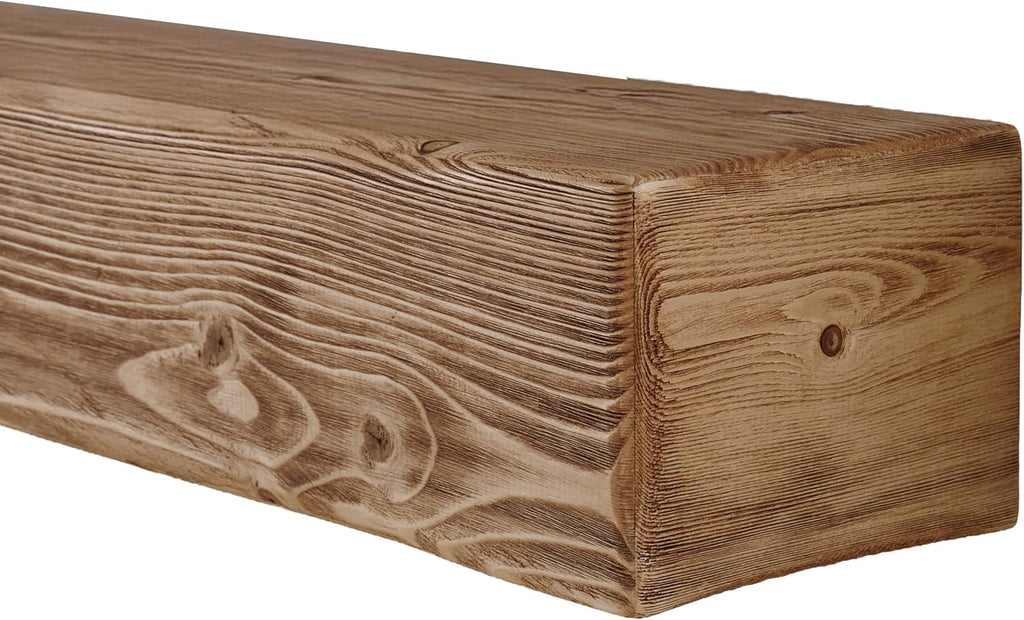 Handmade Fireplace Mantel Shelf 60', Rustic Wood Mantles for Over Fireplace, Wall Mounted Floating Mantel Shelves for Living Room Decor (Light Rustic, 60Lx6Hx8D)