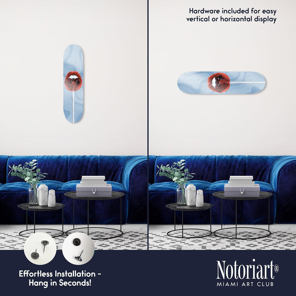 Trendy Pop Acrylic Wall Art Die-Cut Easy-to-Hang, 1 Panel 8' x 32', Lollipop Lips Skateboard