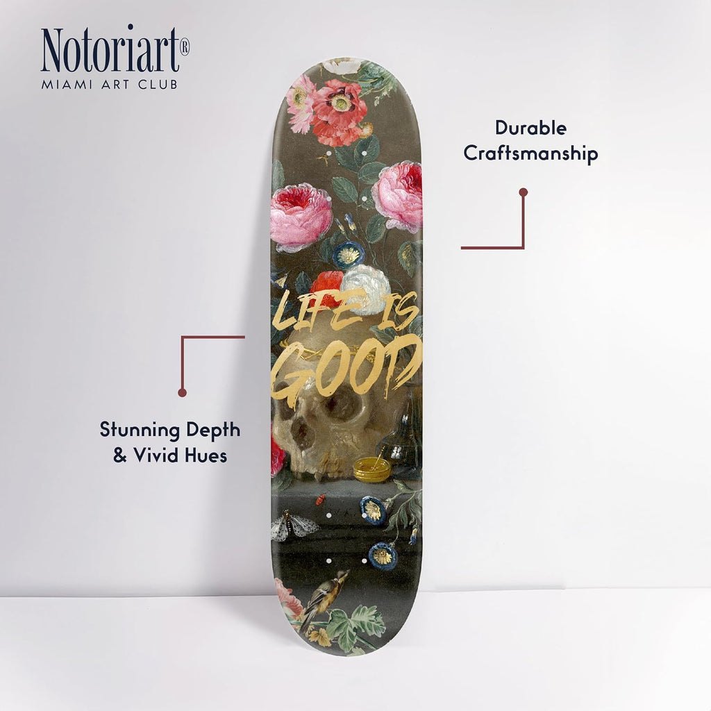 Modern Typography Acrylic Wall Art Die-Cut Easy-to-Hang, 1 Panel 8' x 32', Life is Good Skateboard