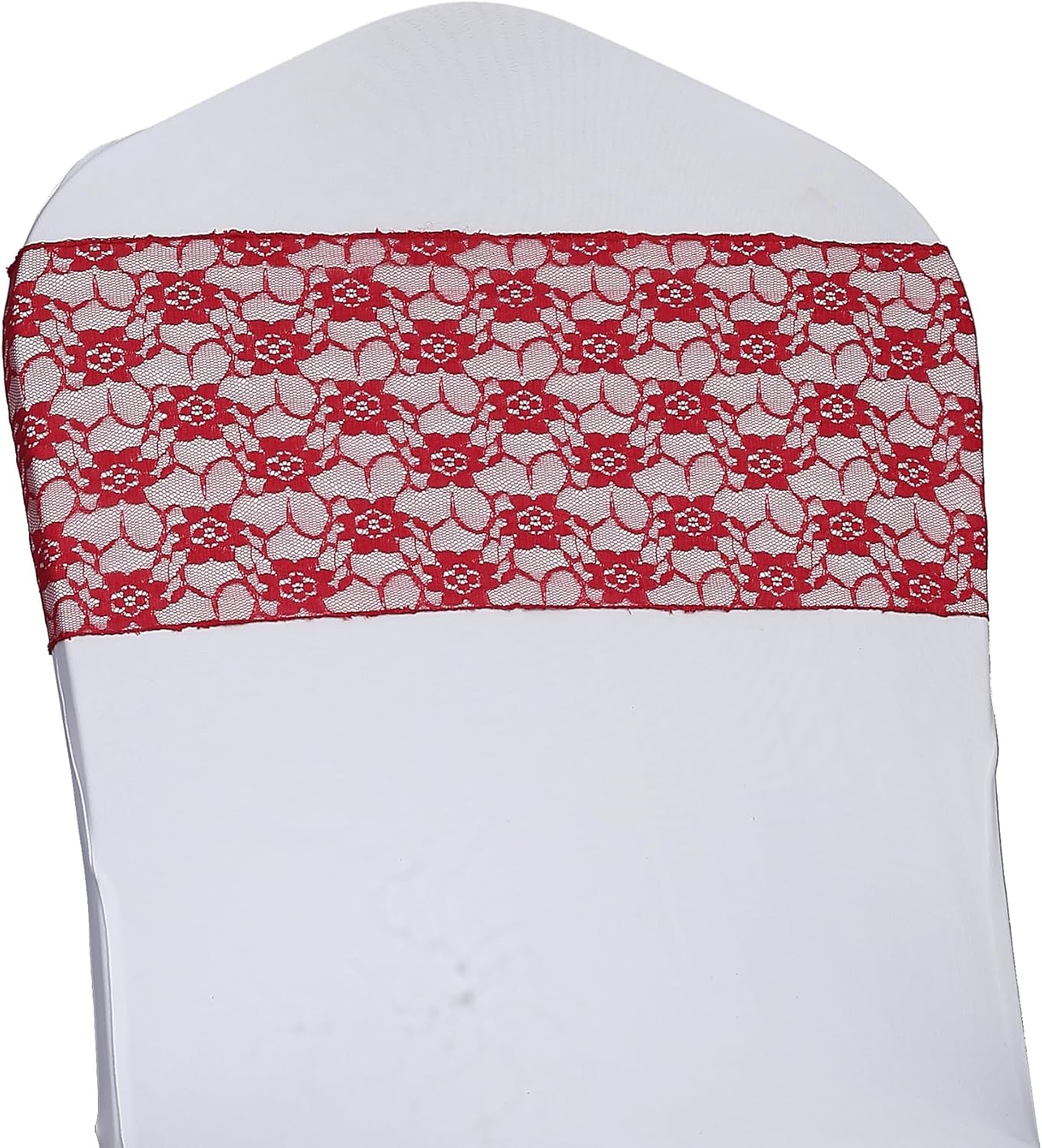 MDS® Pack of 200 Lace Chair Sashes for Weddings, Decorative Floral Lace Chair Bows Bands for Banquet, Reception, Anniversary, Bridal Shower, Birthday, Party, Ceremony & Event Décor - Apple Red