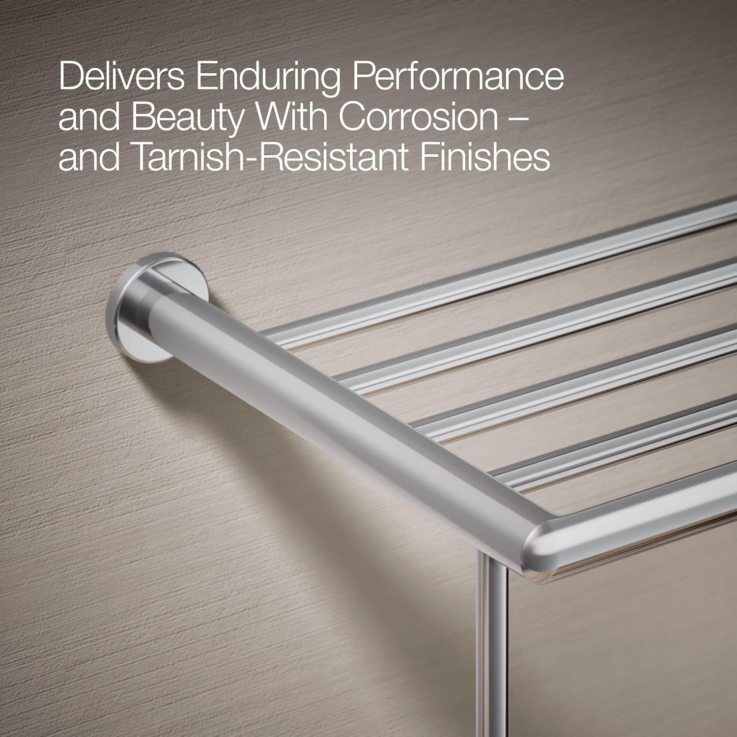 KOHLER Towel Rack by, Bathroom Towel Shelf Hotelier, Kumin Collection, Polished Chrome, K-24552-CP