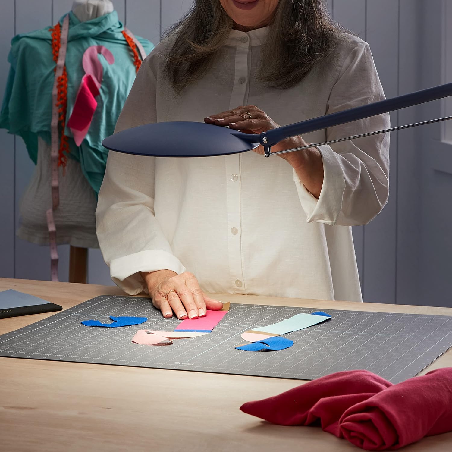 Cricut Bright Adjustable LED Desk Lamp with Swing Arm for Crafts, Bedroom, Home Office - Indigo