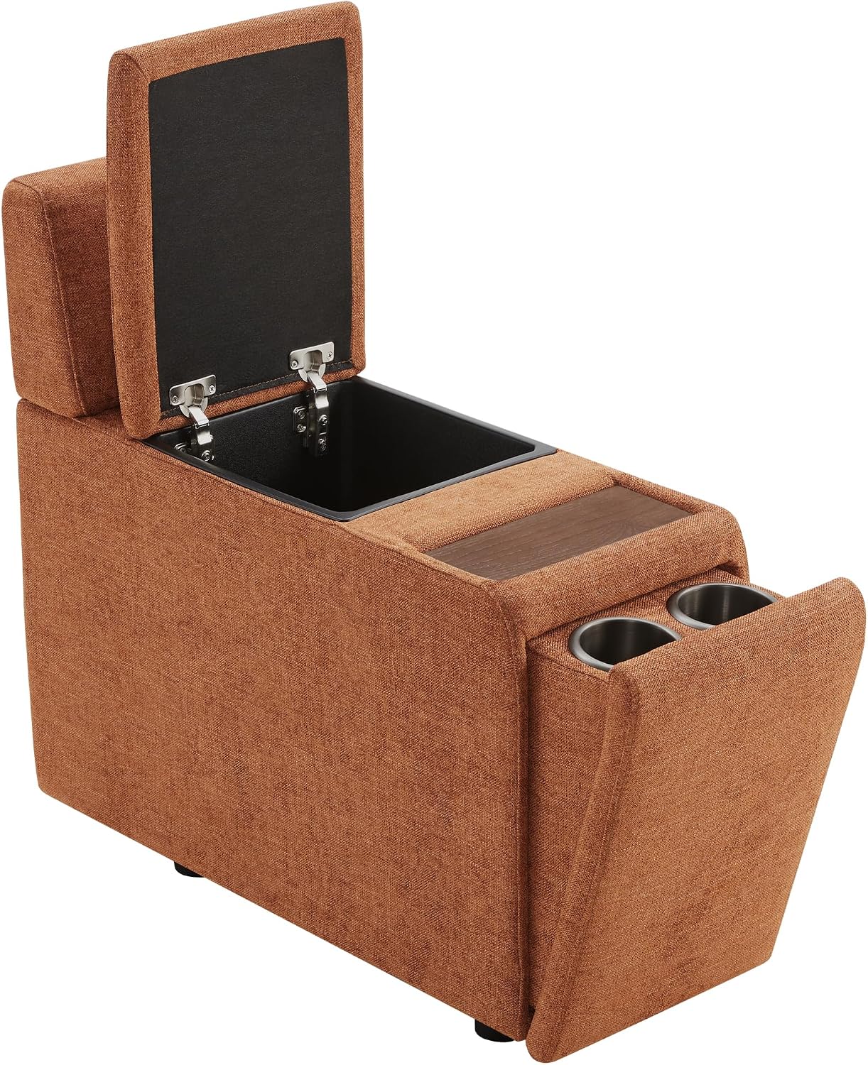 CHITA Versatile Storage Console for Modular Sofa, Multifunctional Side Table with Dual Cup Holders, Table, No Need Assembly, Terracotta