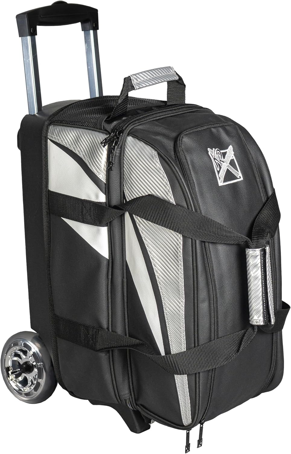 KR Strikeforce Cruiser Lux Double Bowling Ball Roller Bag with Upper Shoe Compartment and Side Accessory Pouch