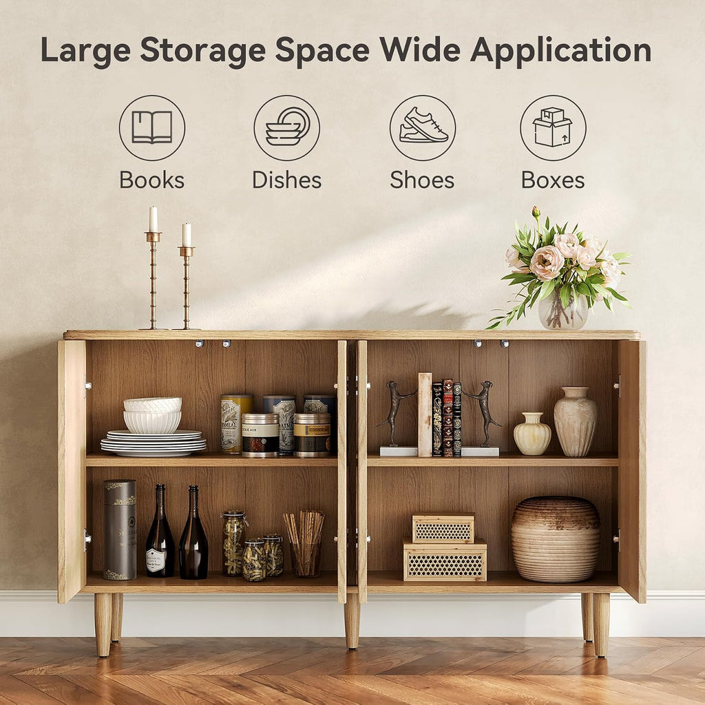 LITTLE TREE 59-Inch Buffet Cabinet Sideboard with Storage, Modern Sideboard Buffet Table with Doors for Living Room, Dining Room